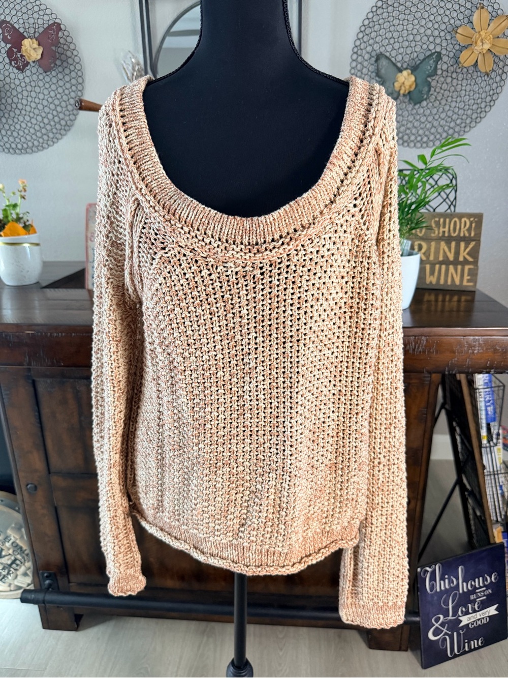 Free People Sahara Star Open-Weave Scoop Neck Sweater